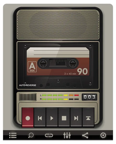 Modèle d'enregistreur à cassette vectorielle avec icônes — Image vectorielle