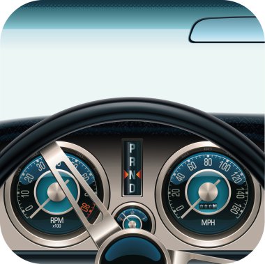 Vector car dashboard square icon clipart
