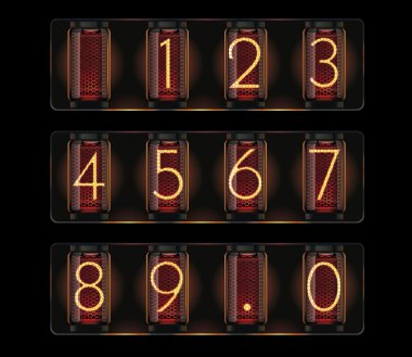 Vector nixie tube with digits clipart