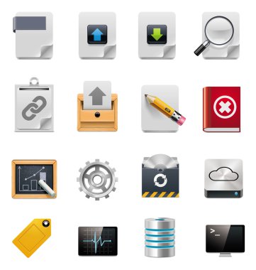 Vector file server administration icon set clipart