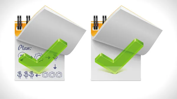 Vector open notepad met het selectievakje xxl pictogrammen — Stockvector