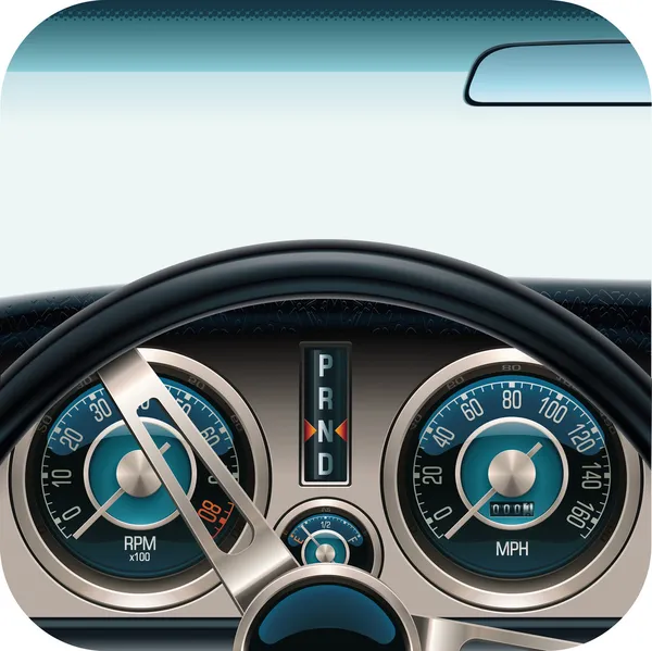 Vector car dashboard square icon — Stock Vector