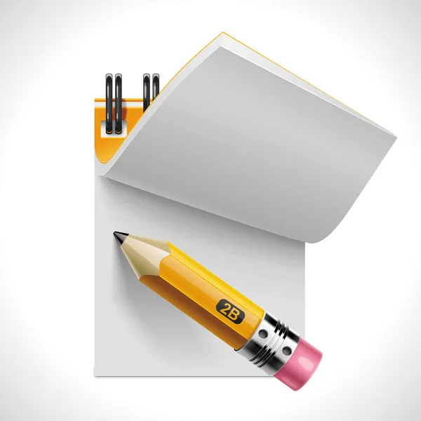 Vector bloco de notas aberto com lápis ícone XXL — Vetor de Stock