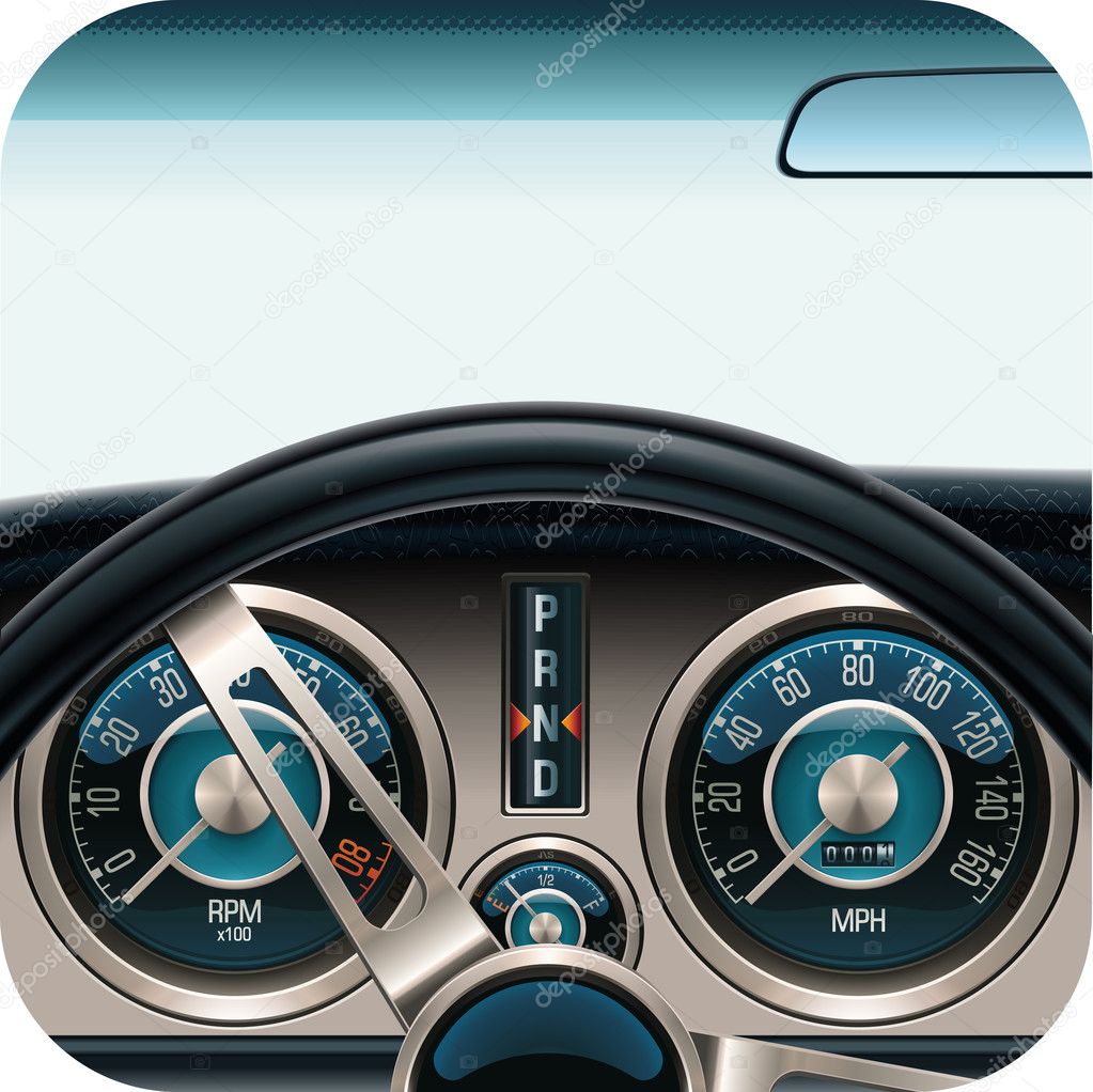 Vector car dashboard square icon