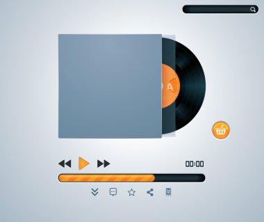 Vector vinyl disk in envelope music player clipart