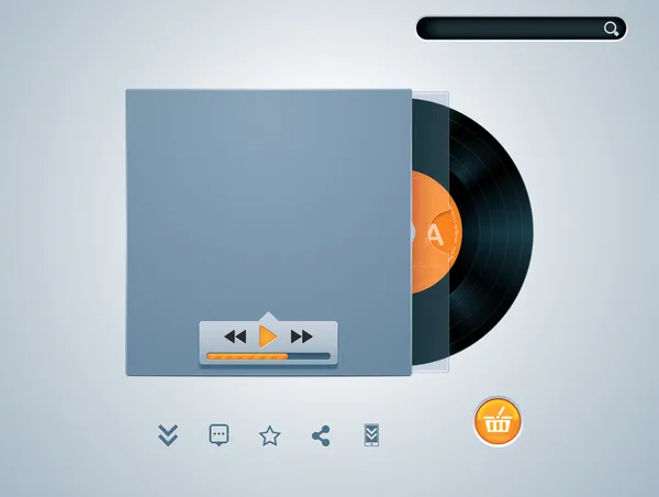 Disque vinyle vectoriel dans le modèle de lecteur de musique enveloppe — Image vectorielle