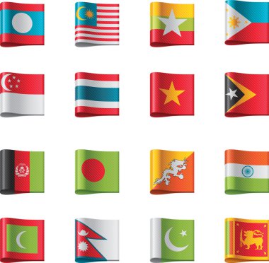 vektör bayrakları. Asya, Bölüm 7