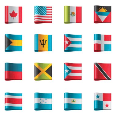 vektör bayrakları. Kuzey ve Orta Amerika