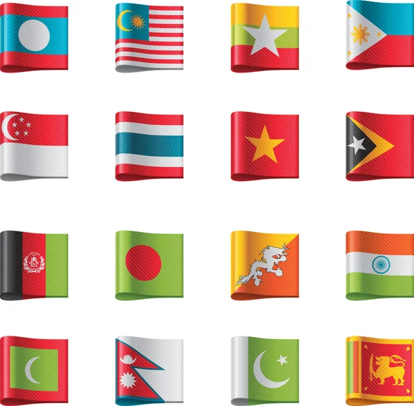 Vector vlaggen. Azië, deel 7 — Stockvector