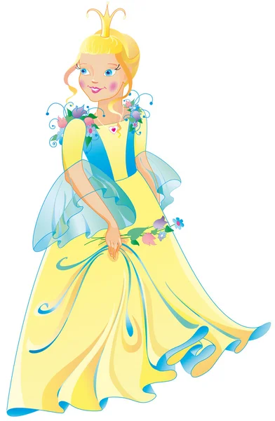 Harika pembe elbiseli güzel prenses — Stok Vektör