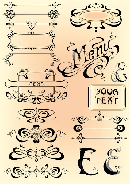 Ensemble vectoriel calligraphique — Image vectorielle