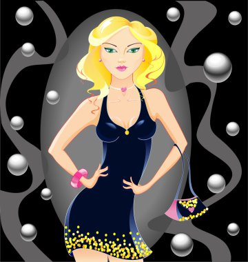 The girl of luxury with modern bag clipart