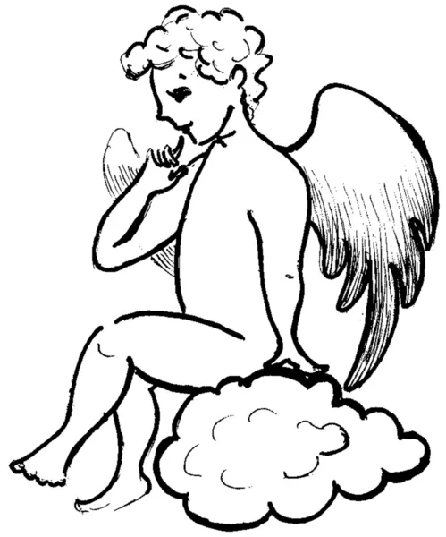 Il piccolo angelo sta pensando: — Foto Stock