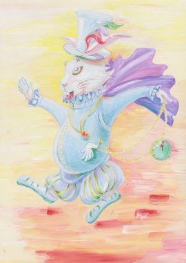The rabbit is from a fairy tale clipart
