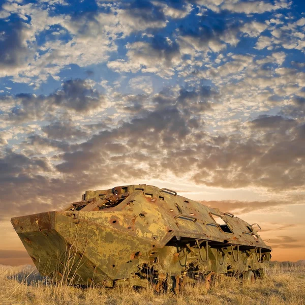 Damaged carrier in a steppe — Stock Photo, Image
