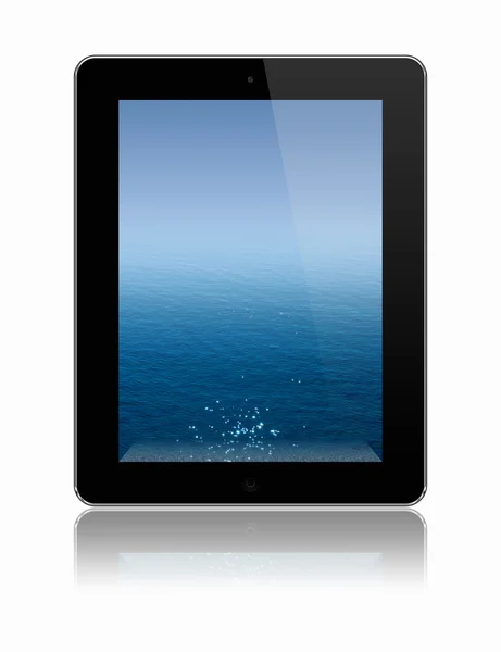 Tablet pc with sea on a screen — Stok fotoğraf