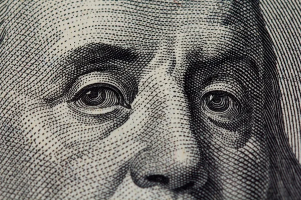 stock image Benjamin Franklin face on a hundred dollars