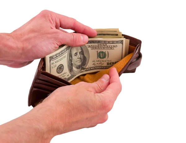 Open purse full of money — Stock Photo, Image