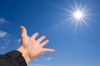 hand pointing to a sun clipart