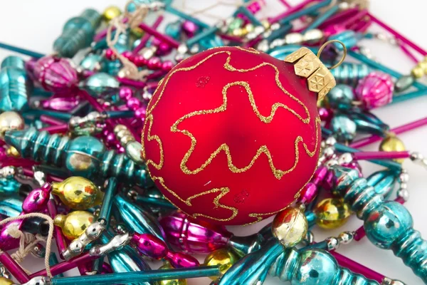 Holiday ball and beads — Stock Photo, Image