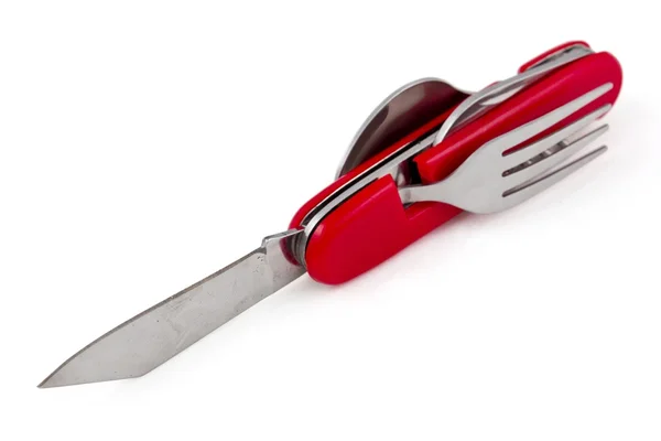 Маленький красный туристический складной нож — стоковое фото