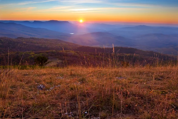 stock image Evening scene in a autumn mountains