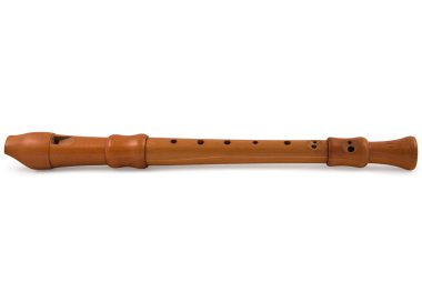 Wooden flute on a white background clipart