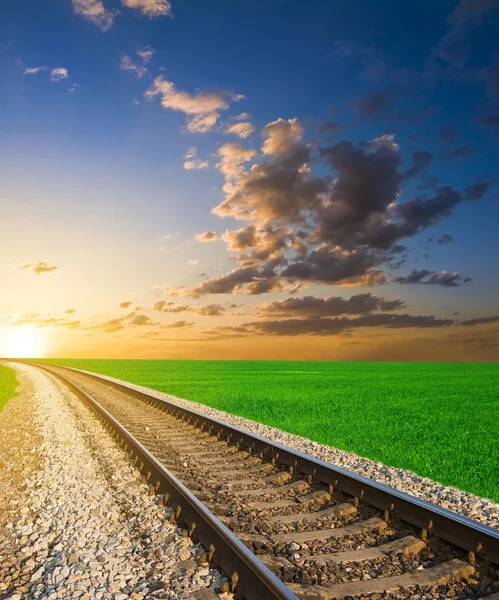 Railway at the sunset — Stock Photo, Image