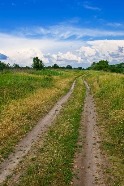 Ground road in a steppe — Stock Photo, Image