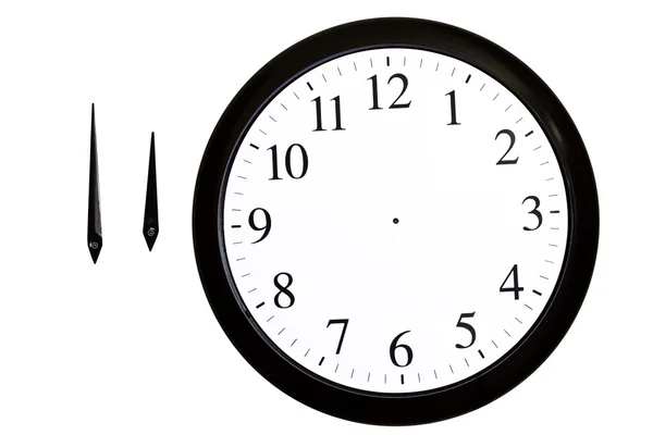 Analog clock with separated arrows on a white background — Stock Photo, Image