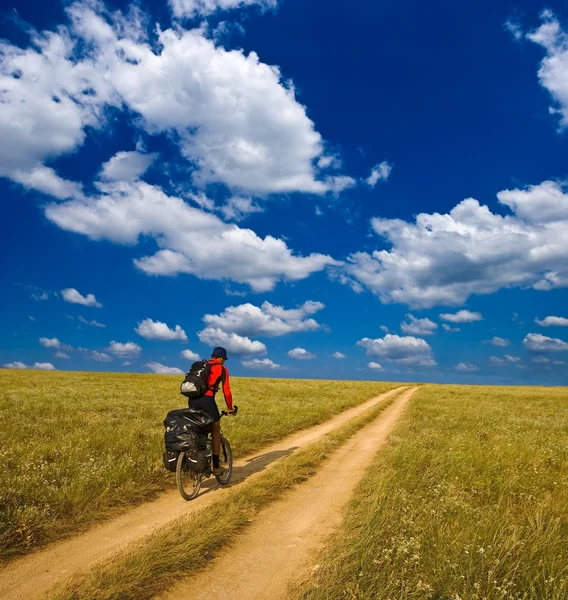 Rider in een steppe — Stockfoto