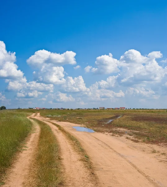 Road among a steppe — Stock Photo, Image