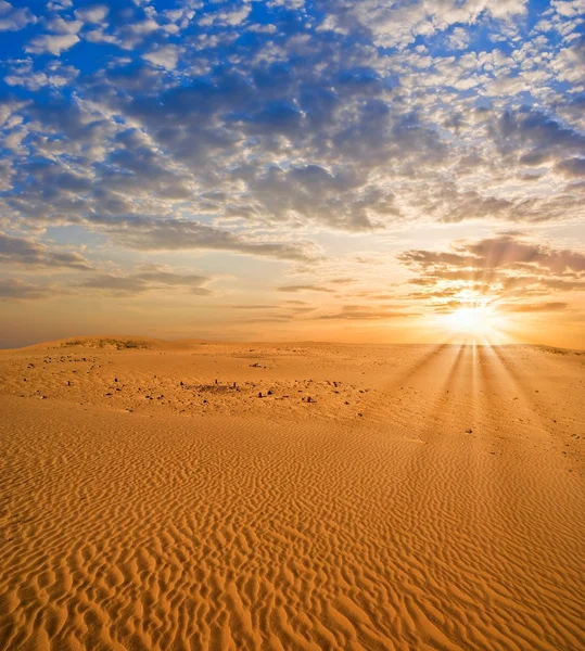 Coucher de soleil dans un désert — Photo