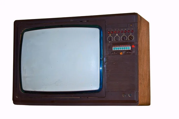 Stary telewizor na białym tle na białym tle — Zdjęcie stockowe