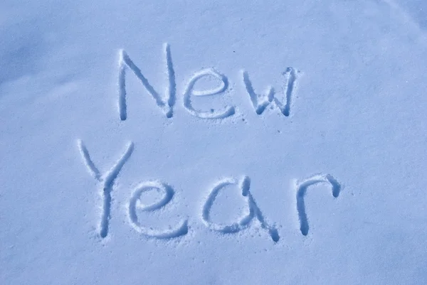 Nowy rok znak na śniegu — Zdjęcie stockowe