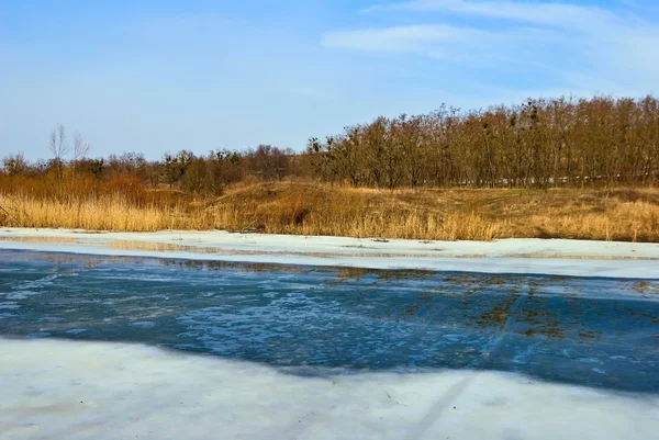 Paysage fluvial hivernal — Photo
