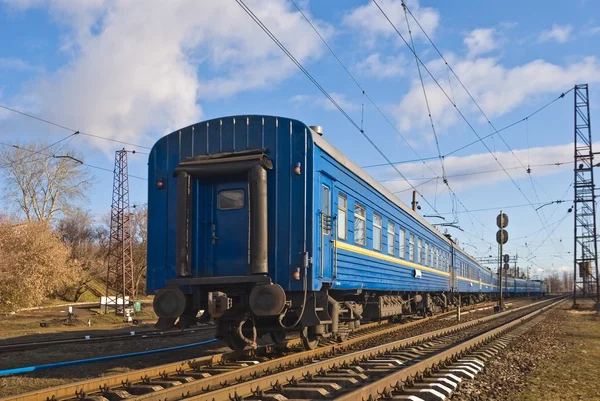 Gyönyörű kék vonat — Stock Fotó