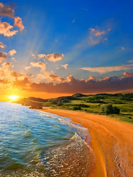 Moře zálivu v západu slunce — Stock fotografie