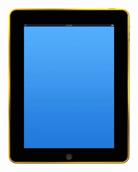 Stilisierter Goldtaplet-PC auf weißem Hintergrund — Stockfoto