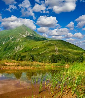 Small lake near a mountain foot clipart