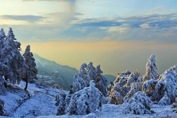 Este a téli hegyekben — Stock Fotó