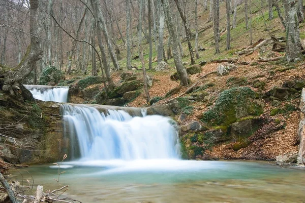 Cascades on a canyon river by a spring — Stock Photo, Image