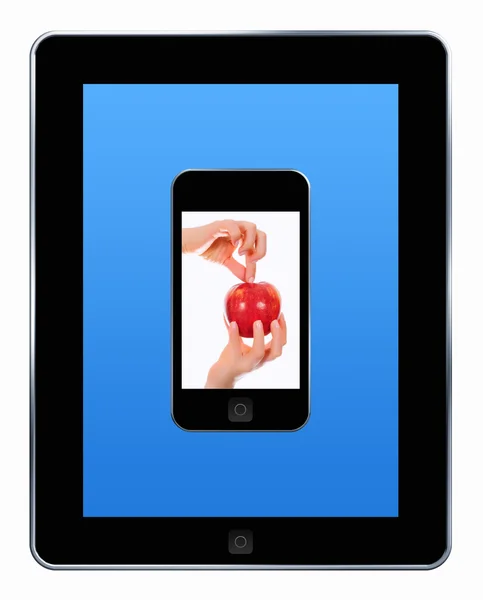 PC tablet estilizado com imagem na tela — Fotografia de Stock