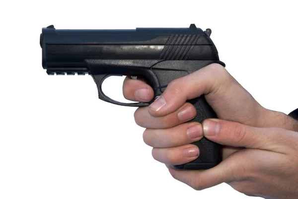 Homem disparando uma pistola — Fotografia de Stock