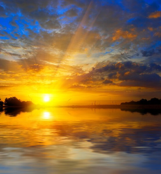 Majestic sunset on a lake