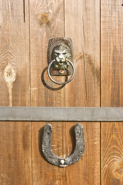 La manija de la puerta se parece a la cabeza de un león — Foto de Stock