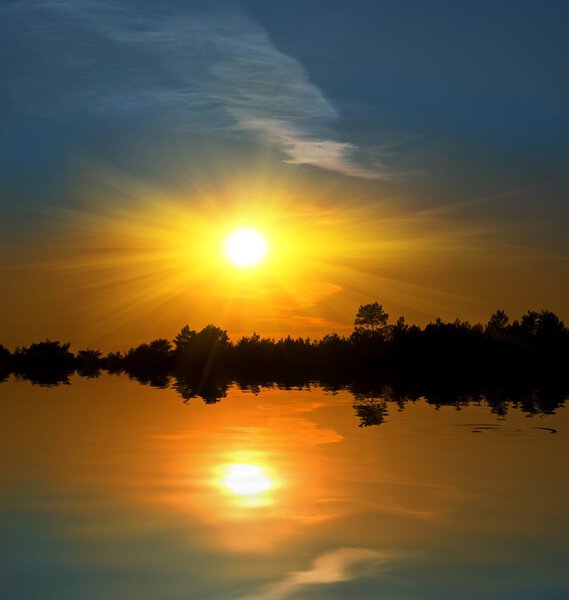 Dramatic sunset on a lake