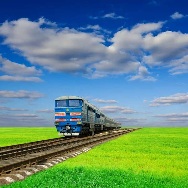 Futó kék vonat — Stock Fotó