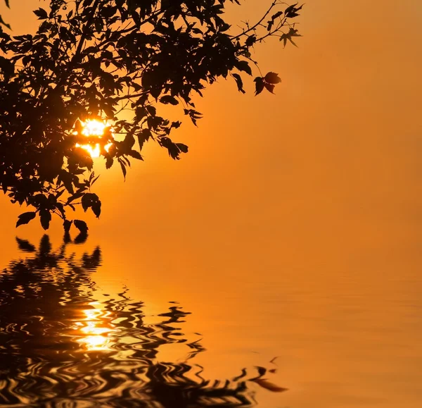 Západ slunce nad řekou pozadí — Stock fotografie