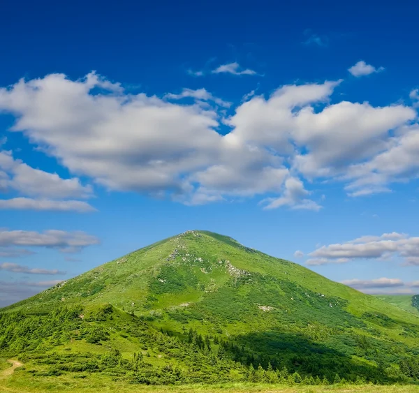 Montagna verde conica — Foto Stock